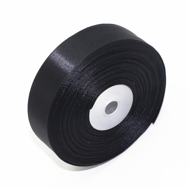 SWTOOL 1" Solid Satin Ribbon 50 Yards Roll for Wedding Details, Sewing Projects, Gift Wrapping, Invitation Embellishments and Crafting Projects Etc (Black) - Image 1